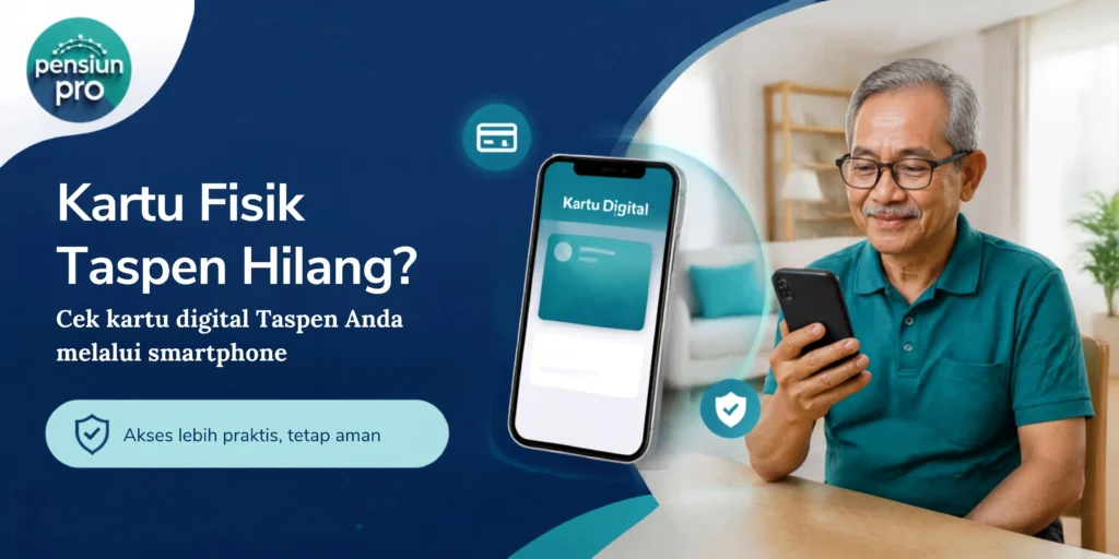 Pensiunan memeriksa kartu digital Taspen di layar smartphone setelah kartu fisik hilang