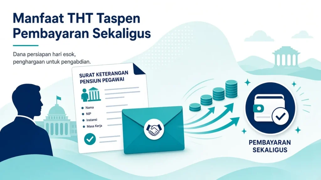 Ilustrasi manfaat THT Taspen dibayar sekaligus bersama pensiun pertama.