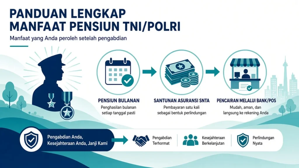 Ilustrasi manfaat Asabri setelah pensiun TNI/Polri: pensiun bulanan dan SNTA.