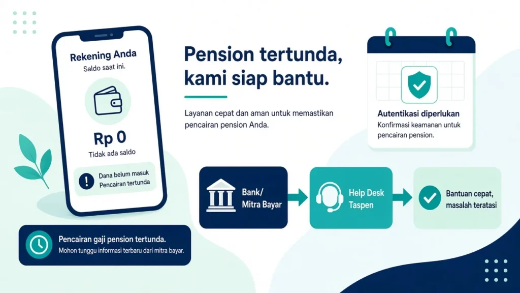 Ilustrasi gaji pensiun belum cair dan urutan mengurus ke mitra bayar lalu Taspen.