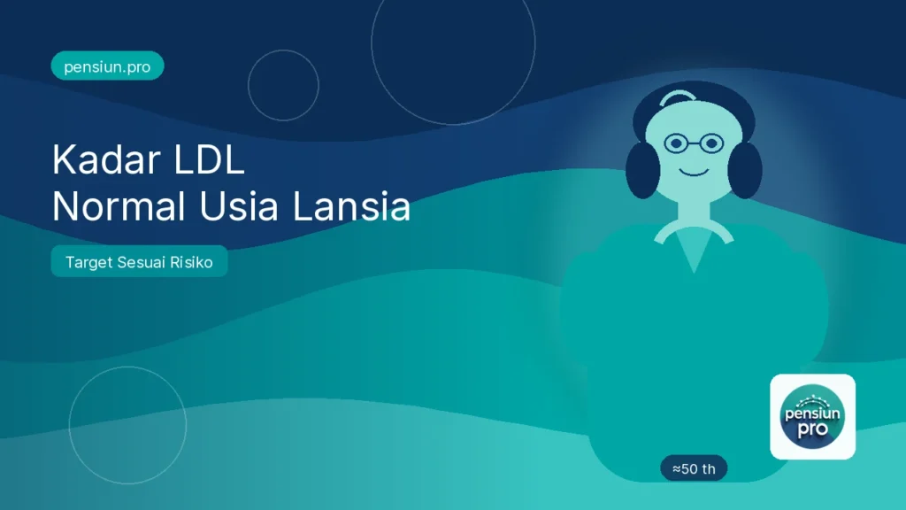 Ilustrasi pensiunan wanita sekitar 50 tahun memeriksa kadar LDL normal usia lansia — pensiun.pro